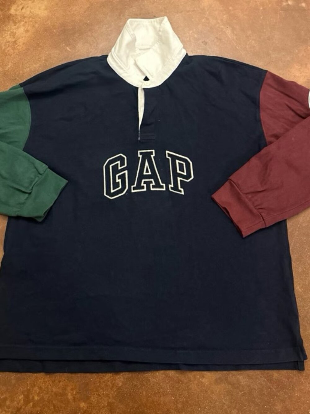 GAP Kids Color Block Rugby Polo Shirt Long Sleeve Size 2XL